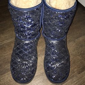 UGG AUSTRALIA BLUE SILVER SEQUIN UGGS SZ 11